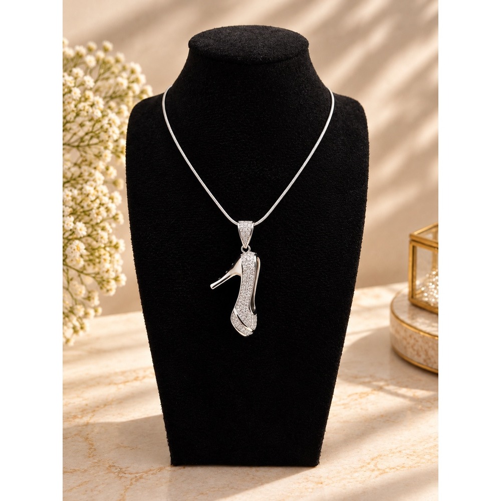 Gold Filled CZ High Heel Shoe Pendant and 18" Necklace